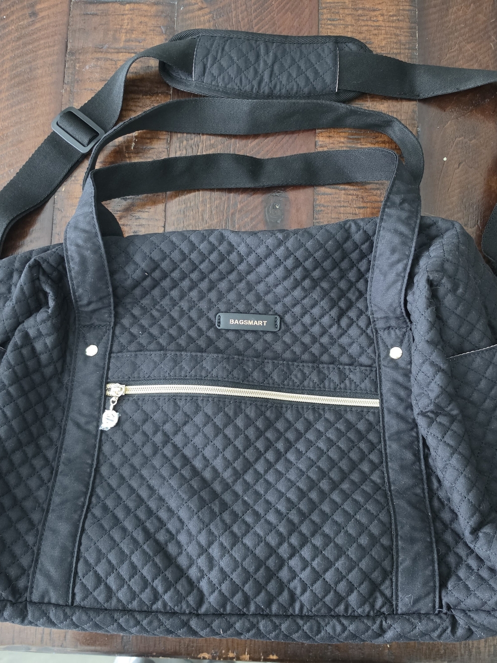 BAGSMART Quilted Black Weekender Duffle Tote